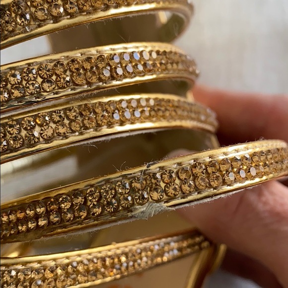 FSJ Gold Cage Stiletto’s with Gold Crystals - Picture 7 of 14